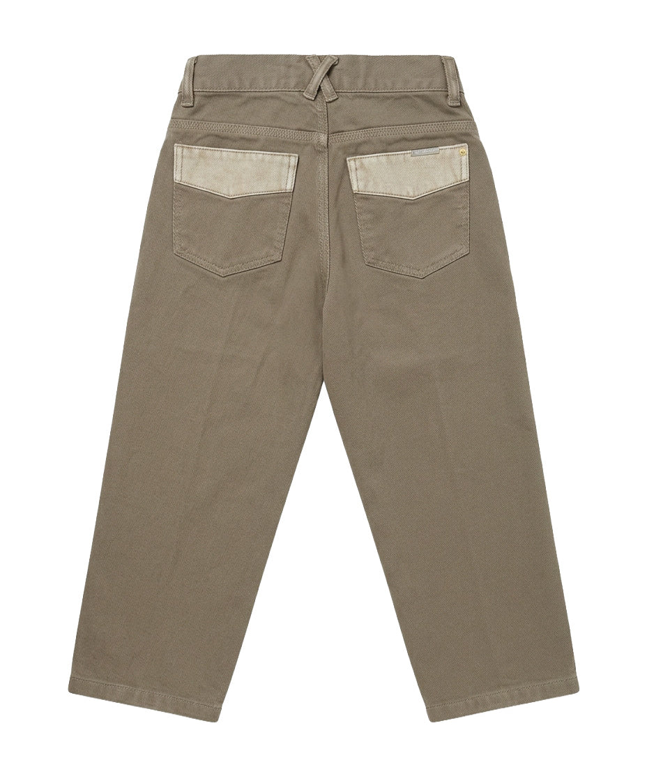 Yes London Kids Pantalone in Denim con Targhetta Logo per Bambini