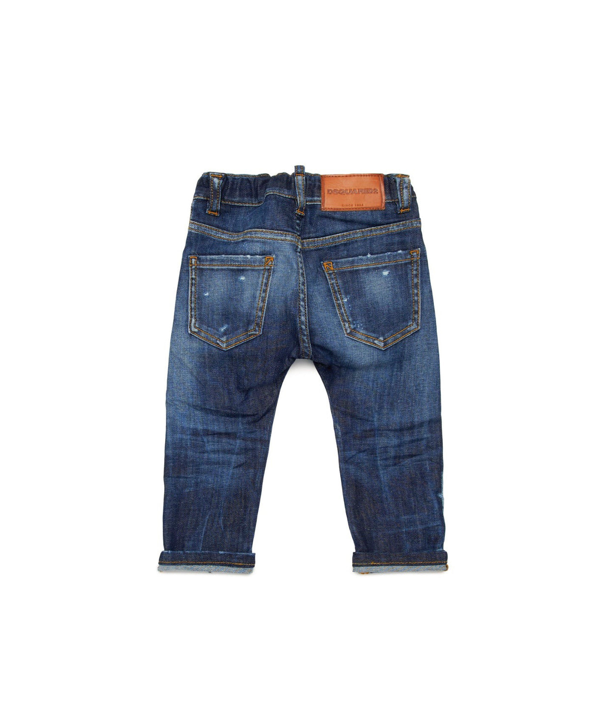 Dsquared2 Kids Jeans Denim Scuro con Rotture per Neonati (retro)