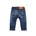 Dsquared2 Kids Jeans Denim Scuro con Rotture per Neonati (retro)