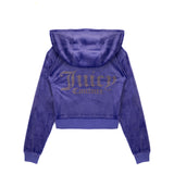 Juicy Couture Kids Felpa con Cappuccio Viola con Scritta Logo in Strass per Bambine