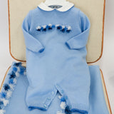 Le Coconnè Tutina Celeste con Pon Pon per Neonati