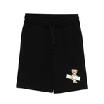 Moschino Kids Short Nero con Logo Teddy Bear per Bambini