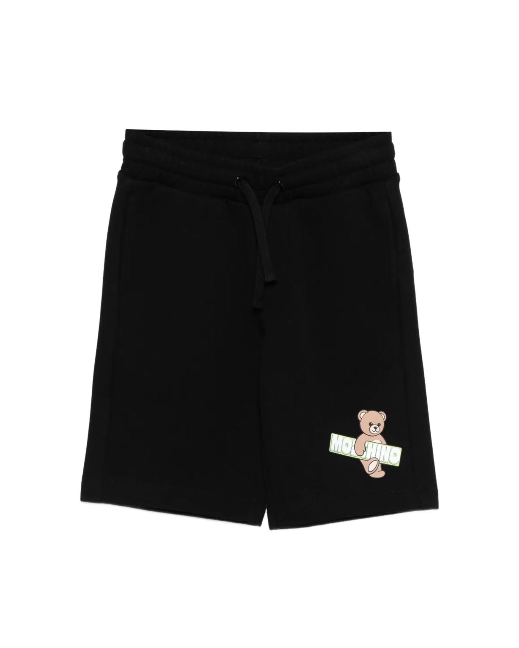 Moschino Kids Short Nero con Logo Teddy Bear per Bambini