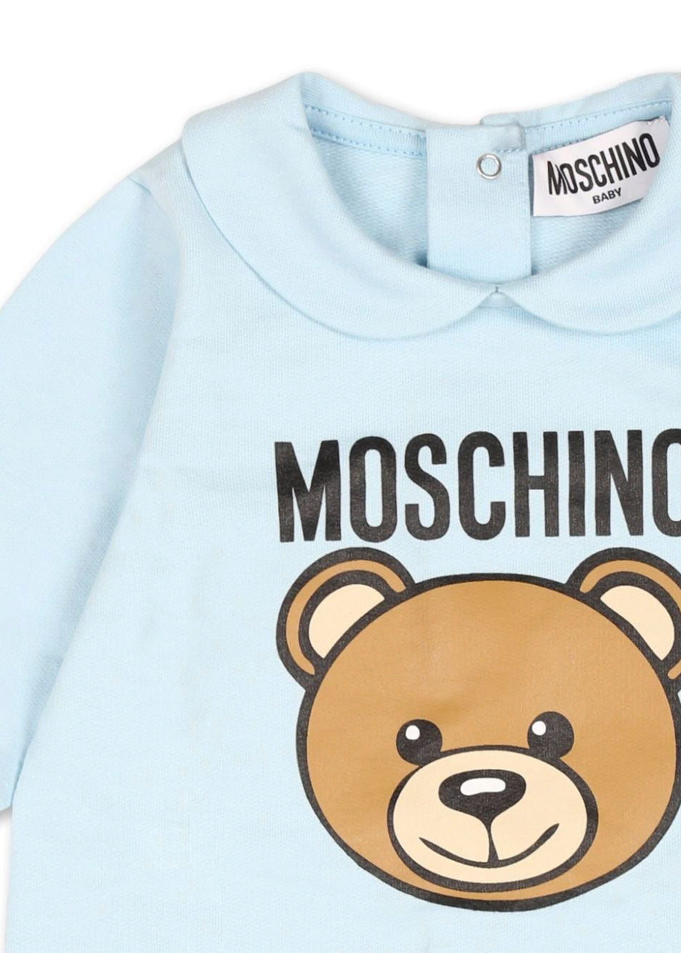 Moschino Kids Tutina Cielo con Logo Teddy Bear per Neonati (dettaglio)