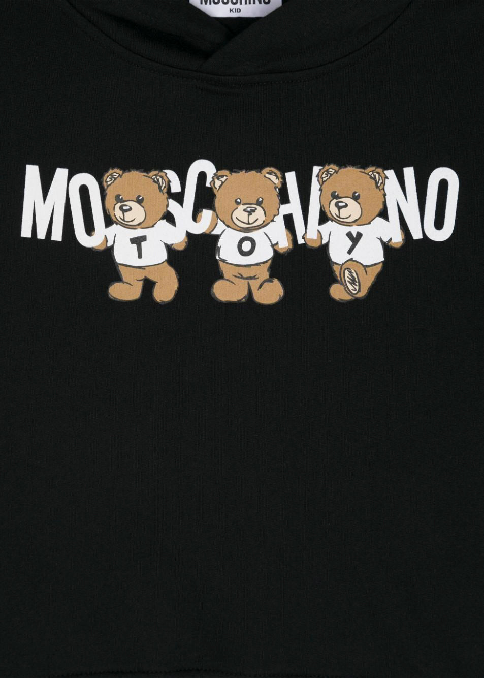 Moschino Kids Felpa Nera con Cappuccio con Logo Teddy Bear per Bambini (dettaglio)