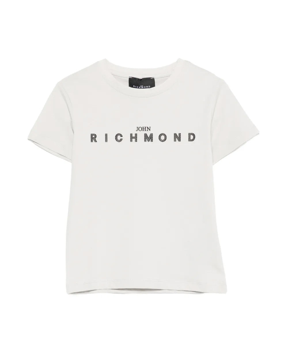 John Richmond Kids T-Shirt Grigio con Stampa Logo per Bambini