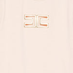 Elisabetta Franchi La Mia Bambina T-shirt Rosa con Logo Effetto Metallico Oro per Neonate