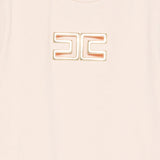 Elisabetta Franchi La Mia Bambina T-shirt Rosa con Logo Effetto Metallico Oro per Neonate