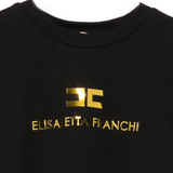 Elisabetta Franchi La Mia Bambina T-Shirt Nero con Logo Oro per Bambine