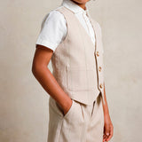 Fay Kids White/Beige Shirt with Vest Appliqué for Children