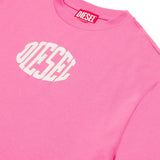Diesel Kids Fuchsia Cropped T-shirt with Puffy Print