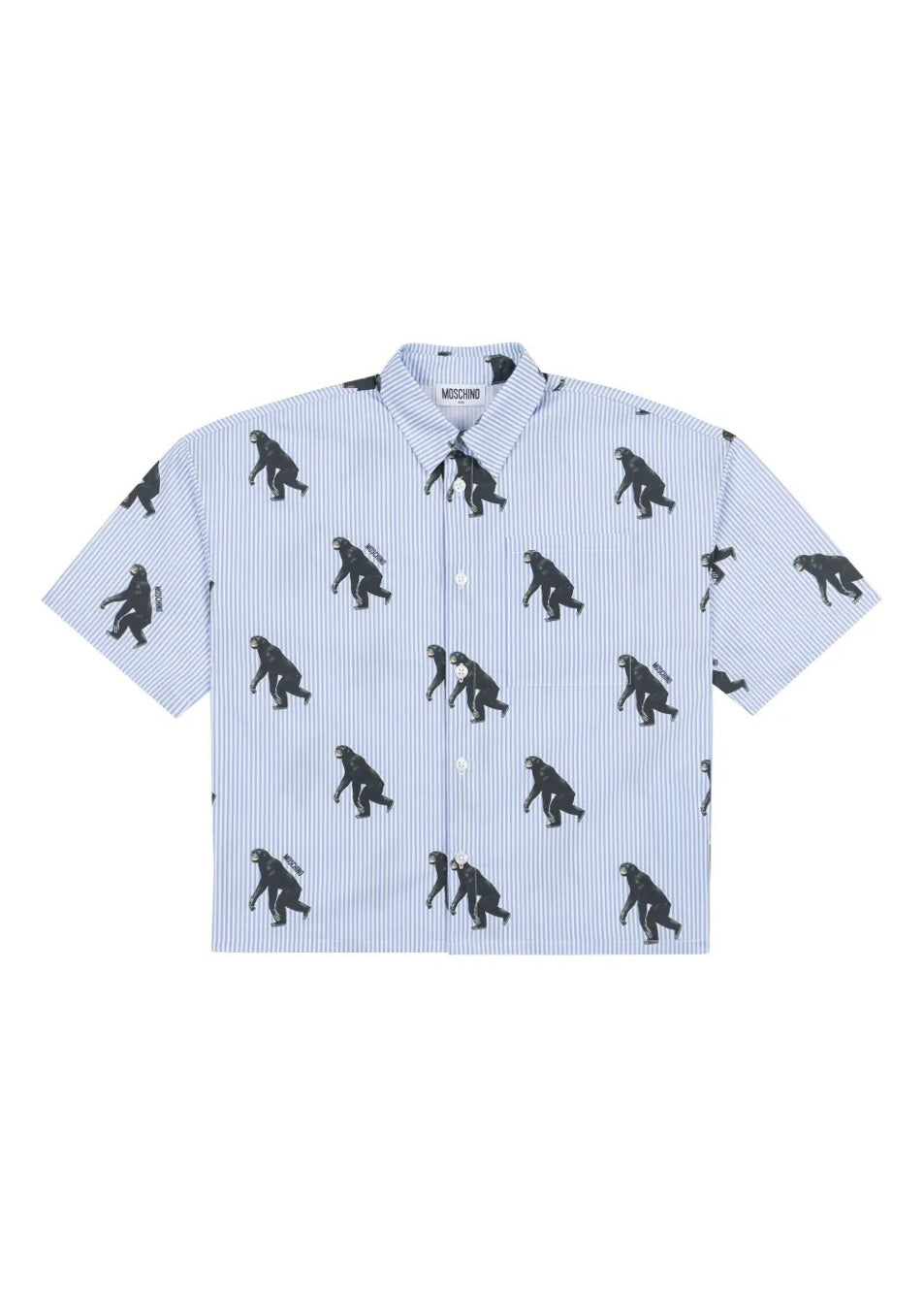 Moschino Kids Camicia a Righe con Stampa Monkey per Bambini