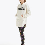 Diadora Kids Cream Hoodie with Logo Print for Girls
