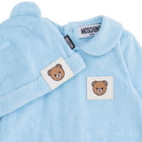 Moschino Kids Tutina + Cappello in Velluto Celeste con Teddy per Neonati