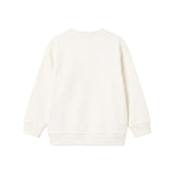 Moschino Kids Felpa Panna Girocollo con Stampa Teddy Bear e Cuore Glitter per Neonate