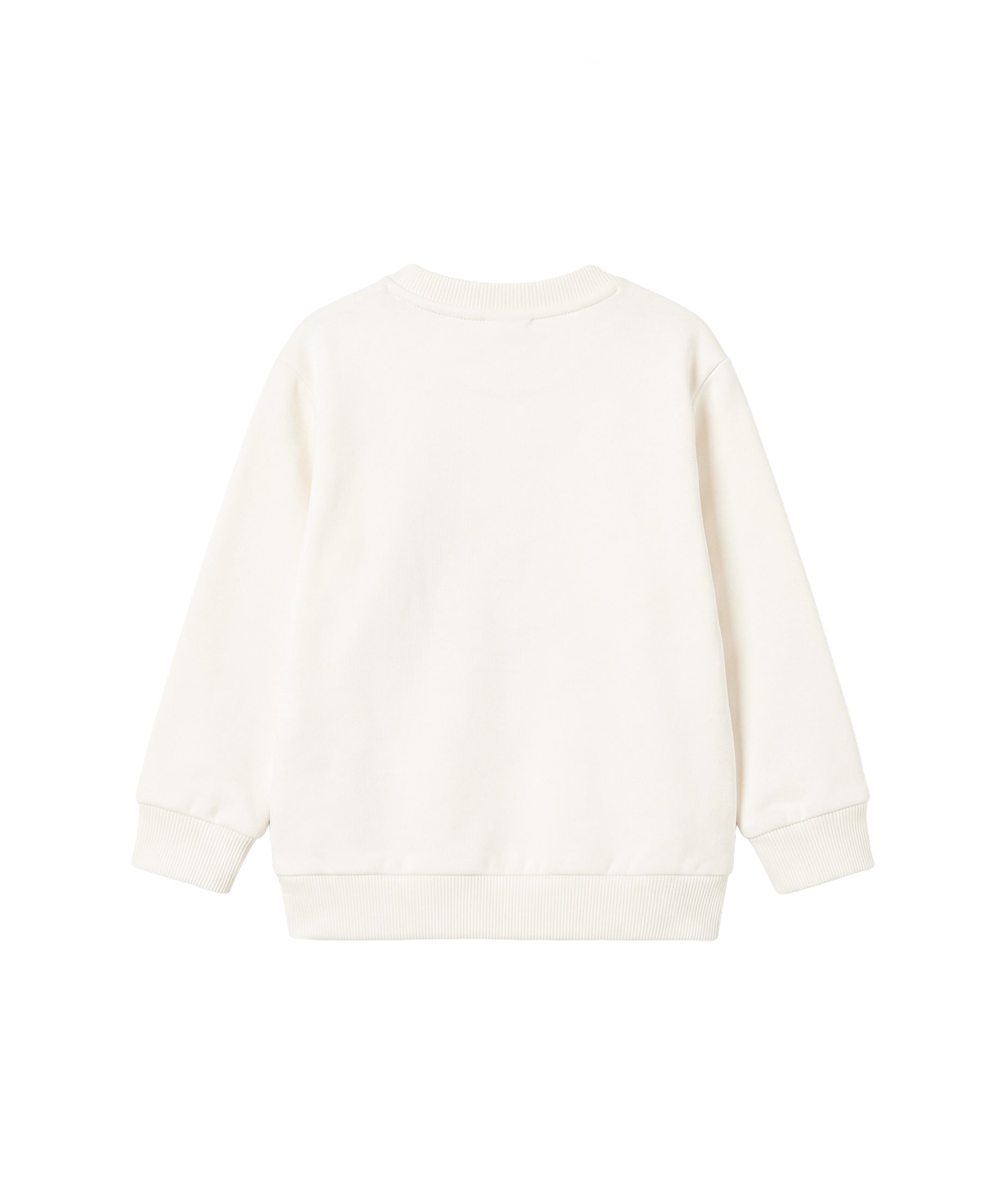 Moschino Kids Felpa Panna Girocollo con Stampa Teddy Bear e Cuore Glitter per Neonate