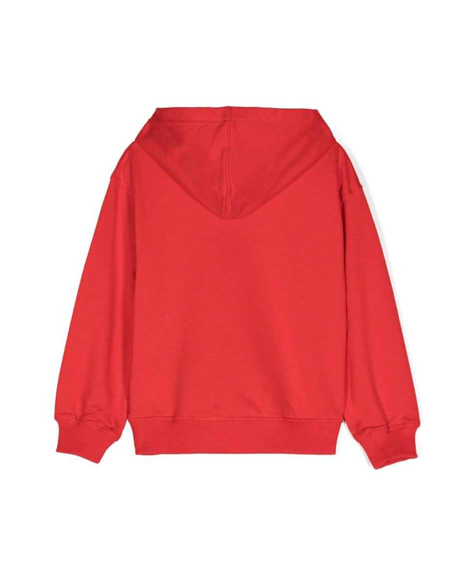 Moschino Kids Felpa Rossa con Cappuccio con Logo Teddy Bear per Bambini (retro)