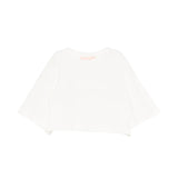 Elisabetta Franchi La Mia Bambina T-shirt Cropped Avorio con Banda Logo per Bambine
