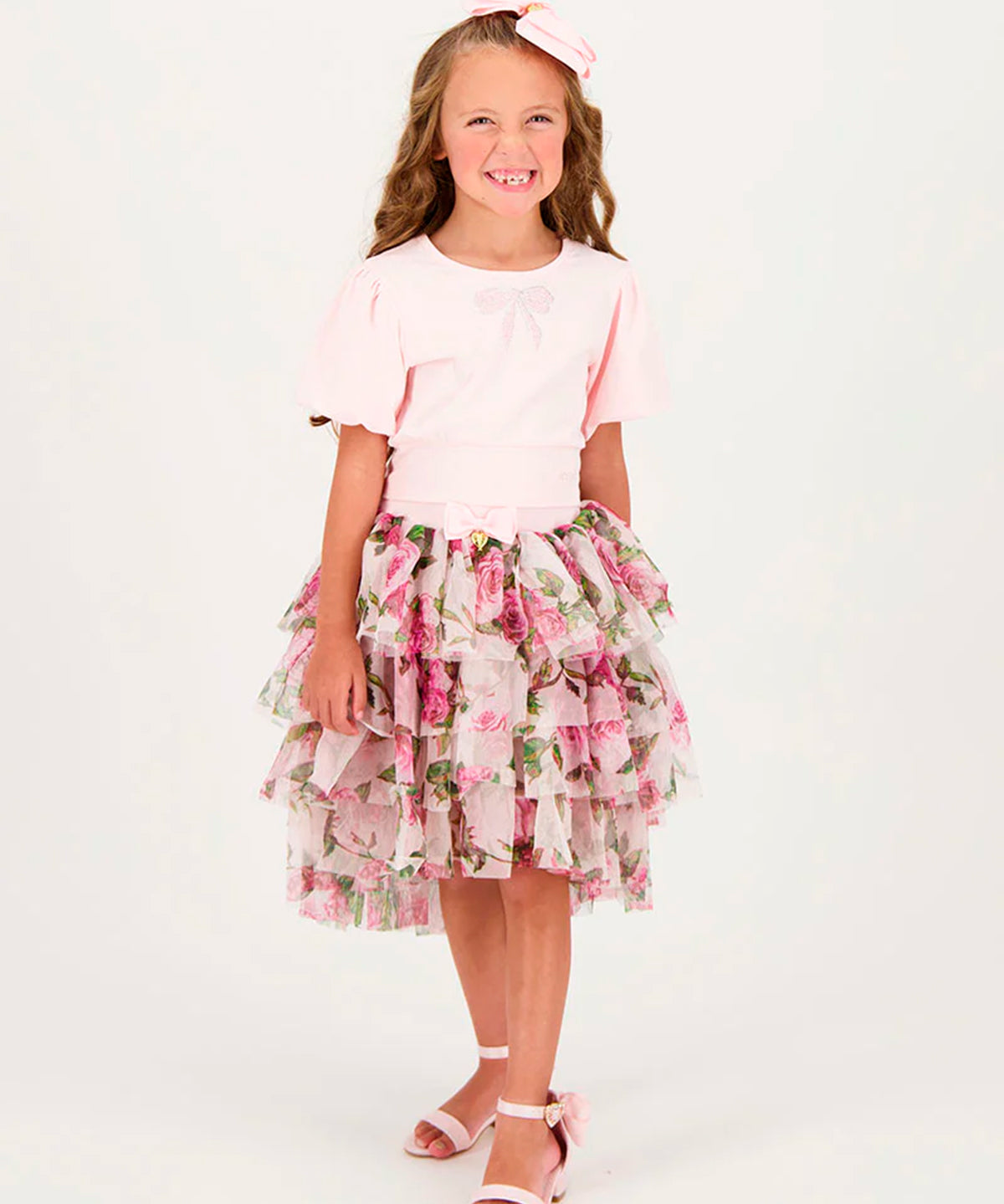 Angel's Face T-shirt Crop Rosa per Bambine