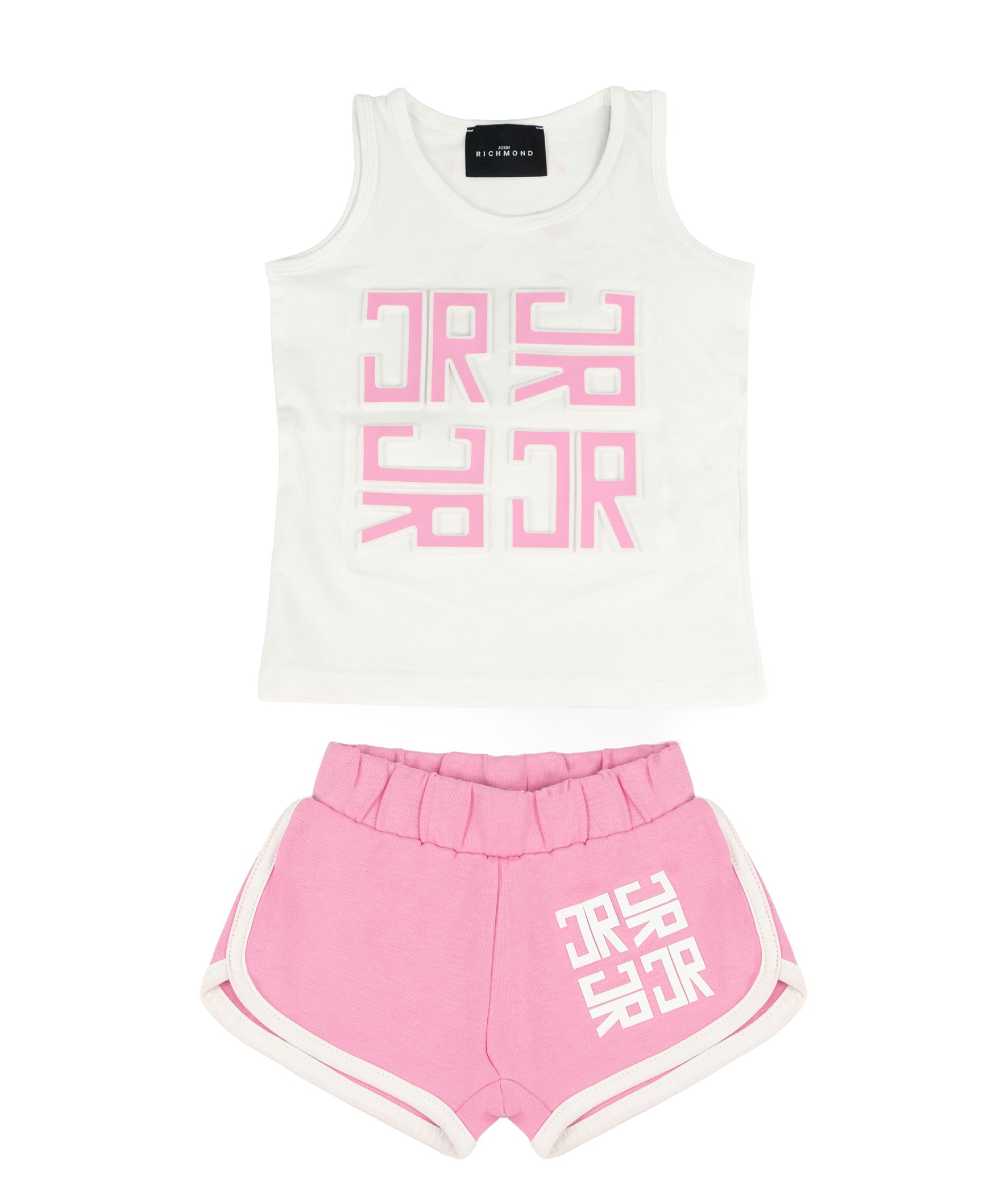 John Richmond Kids Completo Bianco/Rosa con Logo per Neonate