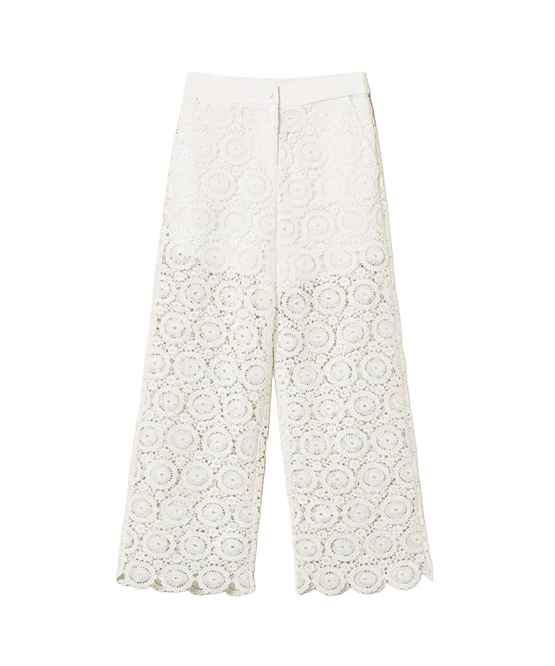 Twinset Kids Pantalone Bianco in Pizzo per Bambine