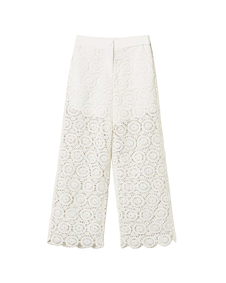 Twinset Kids Pantalone Bianco in Pizzo per Bambine