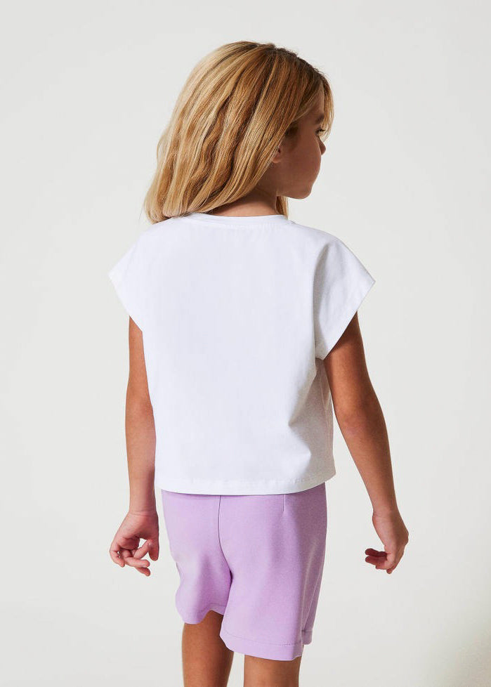 Twinset Kids T-Shirt Bianca con Applicazione Logo per Bambine