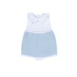 Marlù Pagliaccetto Bianco/Cielo con Ricamo Fiori per Neonate