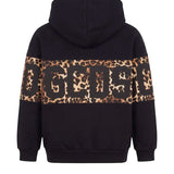 Gcds Kids Felpa Nero con Banda Animalier per Bambine