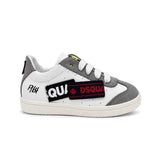 DSQUARED2 Kids Sneaker Bassa Bianca con Inserti Grigio per Neonati