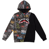 Sprayground Kids Felpa Nero con Cappuccio Fantasia Graffiti con Logo Unisex
