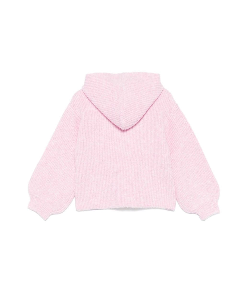 MSGM Kids Maglioncino Rosa con Cappuccio con Intarso Logo per Bambine (retro)