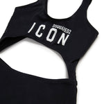Dsquared2 Kids Costume Monokini Nero ICON per Bambine