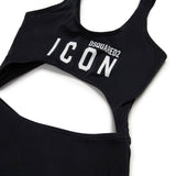 Dsquared2 Kids Costume Monokini Nero ICON per Bambine