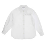 Pinko Kids Camicia Over Bianco con Logo Strass per Bambine