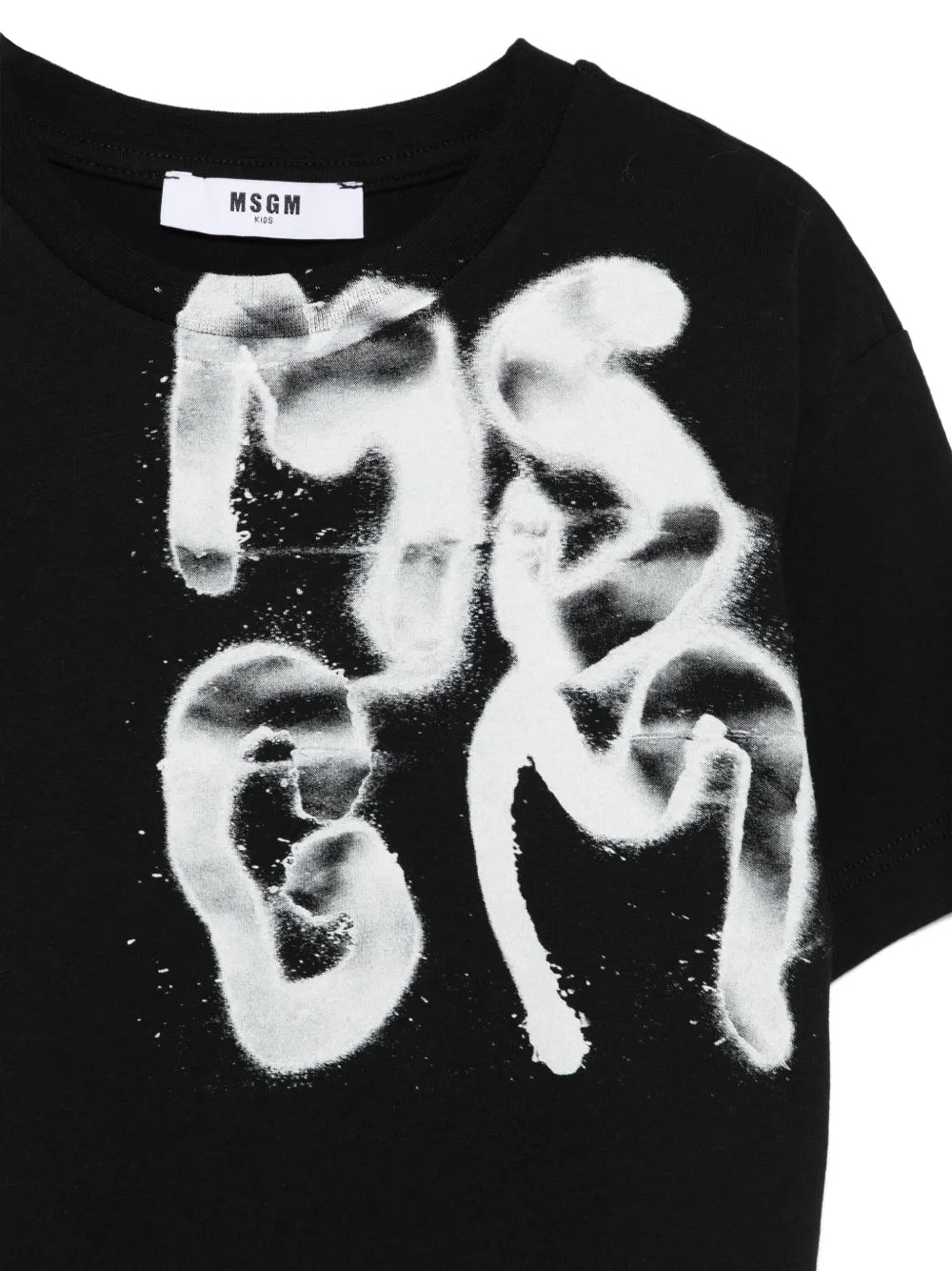 MSGM Kids T-shirt Nera con Stampa Graffiti per Bambini dettaglio