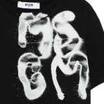 MSGM Kids T-shirt Nera con Stampa Graffiti per Bambini dettaglio