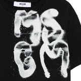 MSGM Kids T-shirt Nera con Stampa Graffiti per Bambini dettaglio