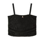 Patrizia Pepe Kids Top Nero in Pizzo con Rouches per Bambine