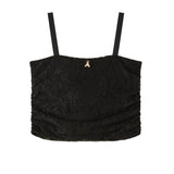 Patrizia Pepe Kids Top Nero in Pizzo con Rouches per Bambine
