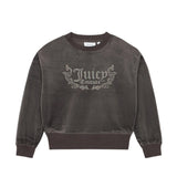 Juicy Couture Felpa Girocollo Grigia e Scritta Logo in Strass Retro per Bambine