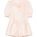 Elisabetta Franchi La Mia Bambina Tuta Mikado Rosa con Applicazione Fiori per Bambine