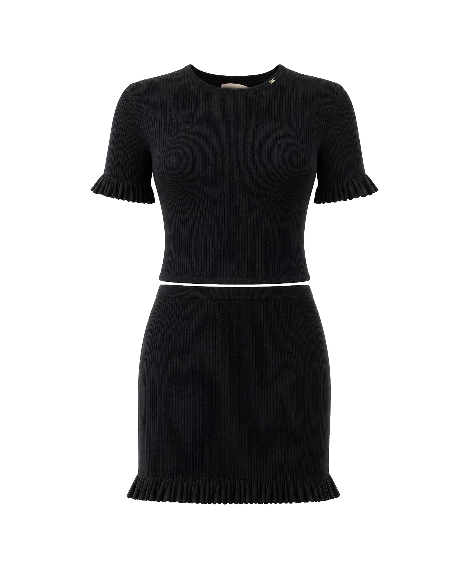 Elisabetta Franchi La Mia Bambina Completo Maglia e Gonna Nero con Tulle per Bambine