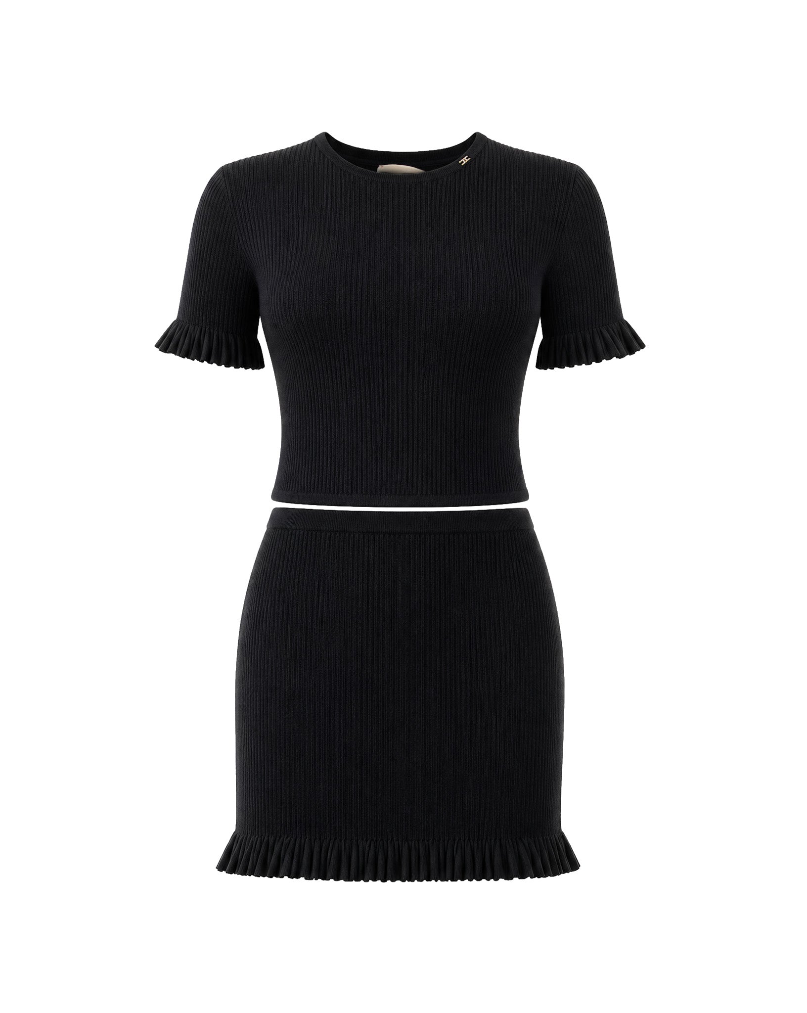Elisabetta Franchi La Mia Bambina Completo Maglia e Gonna Nero con Tulle per Bambine