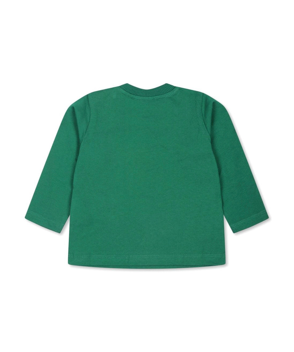 Moschino Kids Blusa Verde con Stampa Logo Teddy Bear per Neonati (retro)