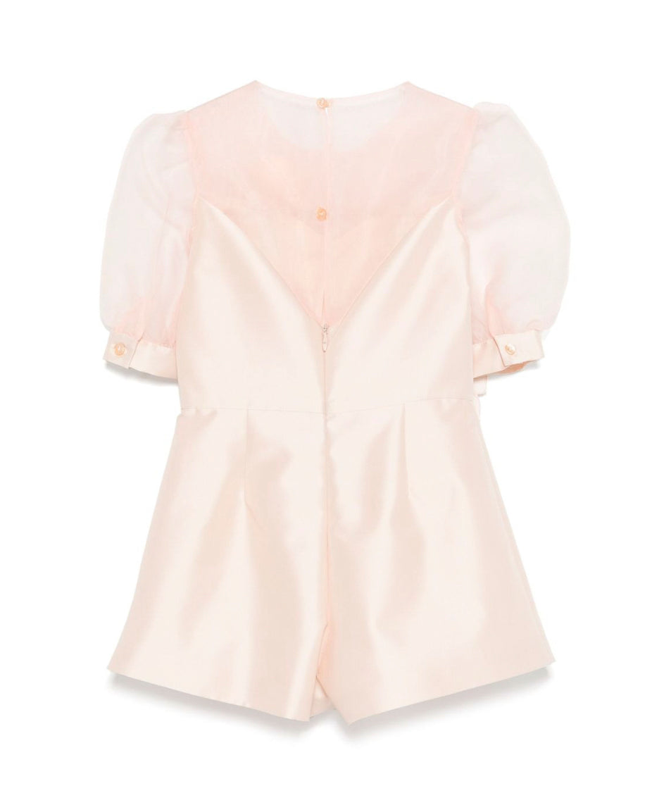 Elisabetta Franchi La Mia Bambina Tuta Mikado Rosa con Applicazione Fiori per Bambine