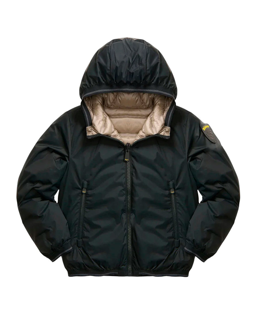 Blauer Kids Giubbino in Nylon con Cappuccio e Zip Nero DONALD JUNIOR per Bambini