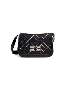 Elisabetta Franchi La Mia Bambina Borsa a Tracolla Nero con Logo Geometrica per Bambine