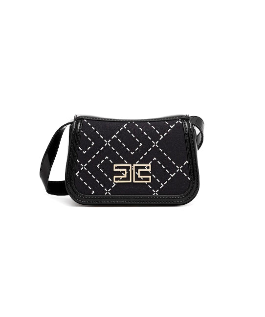 Elisabetta Franchi La Mia Bambina Borsa a Tracolla Nero con Logo Geometrica per Bambine