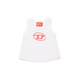 Diesel Kids Canotta Bianca con Oval D per Neonate